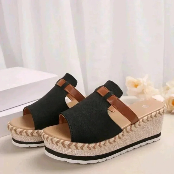 Summer New One-Piece Open Toe Fashion Women Wedge Thick-Soled Slippers - Picture 5 of 7